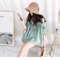 인형 셔츠 여름 캐주얼 달콤한 루즈핏 스판 숄더 스림핏 데일리 큐티 긴팔 빅사이즈 여성 블라우스