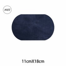 팔 누빔 가죽 핸드메이드 타원형 모양 마이크로 스웨이드 패브릭 팔꿈치 무릎 수리 철제 패치 몰려 들고 소재 의류 가죽 액세서리 아플리케 스티커 leather tag, 1pc 진한 파란색