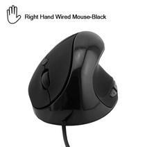 6D 1600 인치 당 점 왼손 세로 마우스 2.4GHz USB 무선 인체 공학적 손목 관리 PC 노트북 사무실 사용, Right-Wired-Black