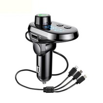 MP3 플레이어 휴대용 방수 car player hd blue screen bluetooth fm transmission v5.0 tf card 5v3.1a audio car, 검은 색