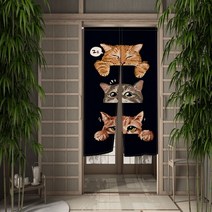 커튼 블라인드 다이소커튼 재미 있고 귀여운 고양이 식당 장식 파티션 드레이프 주방 입구 걸이형 하프 세트, 95x180cm, 09 CLX00527