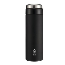 씰레 비지니스 스트레이트 스테인리스 스틸 보온병, 블랙, 370ml