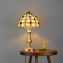 LED 단 스탠드 아펠 1등 스테인 글라스 테이블조명, 앤틱