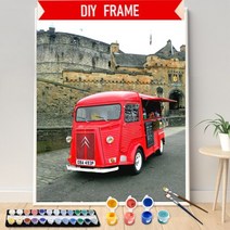 프라모델도색 건담마카 프라모델니퍼 타미야 스프레이 숫자로 도시 풍경 페인트 성인용 키트 diy 손으로 캔버스에 액자 오일 그림 그리기 숫자로 색칠, f5021-diy 프레임, 42색 40x50cm