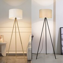 YORKCARE Tripod Floor Lamp Threshold Black Lampmid Centiry Modern Standing Lamp Fabric Shade for Liv, 01 Black