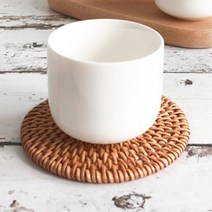 등나무 라탄 원형 핸드메이드 커피잔 컵받침 5개 커피잔받침 홈카페 카페, 8cm