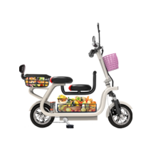 세발 전기 자전거 충전식 접이식 경량 출퇴근용 스쿠터 소형 3륜 세바퀴 오토바이 반려견, 12A 3인승  50km 화이트(뒷바구니)