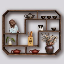 원목 다완 찻장 그릇장 다기 전시대 진열장 수납장 찻잔 다도 진열장, 탄화물깊이 16치수78x16x60