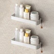 쓰리오브어스 무타공 욕실선반 화이트 인테리어 주방 정리대, 일자선반 (30cm), 2개