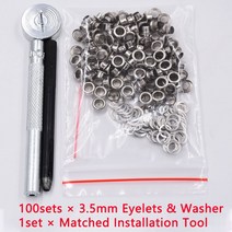 100 SETS 3.5-17MM 금속 EYELETS GROMMETS WITH INSTALLER 다이 펀치 프레스 아일렛 도구 세트 LEATHERCRAFT 의류 신발 커튼, 3.5mm