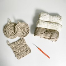 오하우 천연수세미 만들기 삼베실 뜨개실 70g, 코바늘2.5mm(반품불가)
