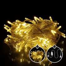 탄탄 LED 100구 AC220V 연결 크리스마스 트리전구 (2개) + 무점멸잭 (1개) 세트, 투명선/전구색