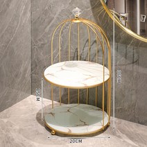 금속 새장 화장품 보관 주최자 립스틱 향수 스킨 케어 제품 마무리 랙 욕실 선반 액세서리 선물, 화이트 더블 레이어