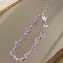 투명한 나비 휴대폰 핸드폰 끈 버전 스위트 펄 쉘 액세서리 분실 방지 체인, 한개옵션1, 03 Purple