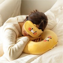 [카카오프렌즈] 춘식이 목쿠션 얼굴 춘식이 수면안대 얼굴 2P 차량용 의자 자동차 기내용 목베개
