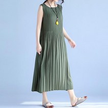 중년여성 여름 나시 플리츠 원피스 엄마룩 주름치마