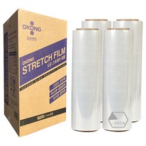 [유니스몰/정품 정규격보장] 오공 스트레치필름 공업용랩 4롤 1박스 (12스마트랩 15 18 20 25 30MIC), (4롤 1박스), 15mic x 500mm x 350m