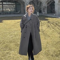 JUST FEEL!NG 여성 트렌치코트 하프 봄 가을 루즈핏 슬림 롱코트 키작녀 캐주얼 여성자켓 벨티드 빅사이즈 점퍼