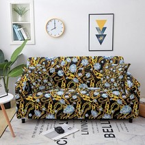 소파커버 바로크 엘라스틱 소파 커버 비즈 프린트 스트레치 슬립커버 거실용 1/2/3/4 인용 코너 안락 의자용, [04] Length 235-300cm 1pc, [05] Pattern 5