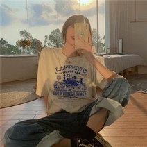라베 여성 오버핏 프린팅 베이직 반팔티 1color
