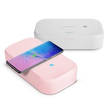 클린원 UV 살균 고속 무선충전기 15W 스마트폰 가능+사은품손소독제500ml 충전기, 1개, 핑크