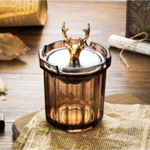 DP동봉국제무역 황금사슴 뚜껑있는 크리스탈 재떨이, 갈색
