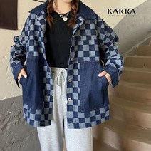 카라 KARRA 77까지 데님체크보드아웃포켓자켓 KB3SJK024C