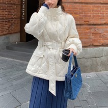 넷투넷코리아 여성 누빔패딩 캐주얼 심플 벨트 루즈핏 기본 아우터