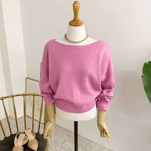 허니제이 / 로티니 입술 보트넥 세미크롭 니트(5color)