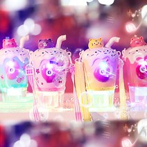 애니멀후르츠 음료컵 목걸이 led 자동 비눗방울 머신 카메라 버블 물총 야외 놀이, wps088핑크