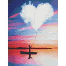 DIY 보석십자수 캔버스형 30X40 하트구름 집순이 집돌이 취미 비즈, 상세페이지 참조