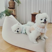 생활특권 쫀득 강아지 빈백 쿠션 방석 (삼각형모양), 화이트