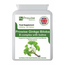 영국산 PH PROWISE 징코 빌로바 비타민컴플렉스 위드 아이오딘 6000mg 120정