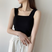[1+1]쫀쫀 찰랑 골지 스퀘어넥 스판 레이어드 민소매 끈나시