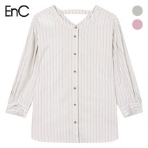 (EnC) 스트라이프 라운드넥 블라우스(ENBA84952W)