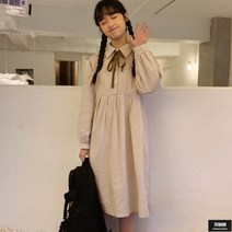가바바 여성 셔츠원피스 소녀같이 귀여운 플레어 리본넥 카라넥 롱원피스 G53791