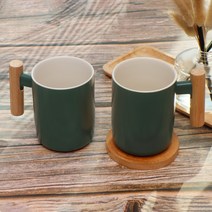 카빈스 홈카페 예쁜 우드 머그컵 2세트, 카빈스 예쁜 우드 머그컵 그린 2세트
