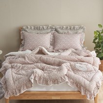 샬로 봄이불 간절기 광목이불 순면 아사면 60수 꽃무늬 프릴 차렵이불 블루 핑크 슈퍼싱글 퀸 킹 침대이불