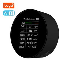 이산화탄소 복합가스 co2 가스 측정기 경보기 Tuya wifi 7 in 1 air quality detector pm2.5 tvoc co2 hcho 온도 습도 aqi, 1-당신의 와이파이