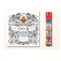 굿단미 수채색연필 라운드 12색+신비의숲 컬러링색연필 성인색칠공부 컬러링북