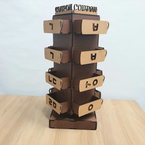초코쿠폰함 회전 타워형 3단 4단 베이런케이스 네임카드 명함꽂이 쿠폰보관함 쿠폰케이스 고객관리, 3단(블랙앤초코)