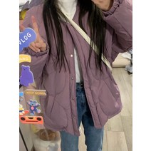 여성 캐주얼 보온 퍼플 패딩 아우터 여 겨울