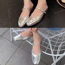벨루치슈즈 여성 엣지 실버 스트랩 블로퍼 단화 뮬 슬리퍼 1.5cm