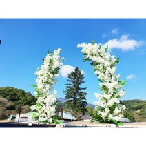 셀프 웨딩 사진 촬영 아치 대여 렌탈임대 렌트 왕벚꽃 결혼 소품 조화꽃 스튜디오 포토존, 2연핑크