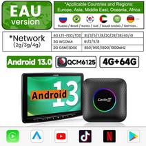 LoadKey 2023 자동차 Ai 박스 무선 카플레이 어댑터 안드로이드 13.0 QCM6125 Tbox 주변 LED 방사 OTA UP, [01] 4G 64G EAU