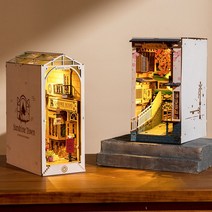 책꽂이 미니어처 책장 장식 DIY 조명 입체 만들기 선물 일본 골목, A