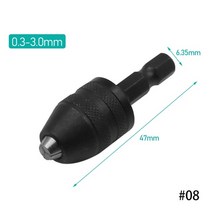 임팩트 드릴 척 키레스 원터치 핸들 미니 키리스 0.3-8mm 자체 조임 전기 비트 콜릿 고정 도구 14quot 육각 섕크 퀵 체인지 컨버터, 0.3-3mm