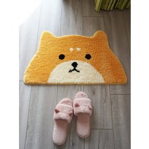 고양이 곰돌이 발매트 러그 화장실 거실 반원 발판 미끄럼방지 카페 러그 개업선물, C.오렌지색 귀여운 작은 노란 개