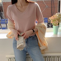 [제작] 도빈 유브이넥 티셔츠 64094 빅사이즈 여성의류