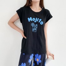 리엘라 주오닝 라운드넥 프린팅 민소매 티셔츠